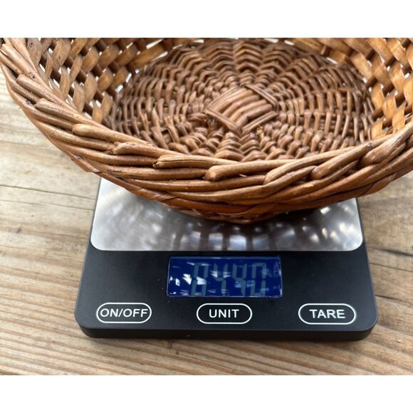 Vintage Brown Wicker Basket Frying Pan/Scoop Figural Kitchen Rustic Decor - Picture 14 of 14